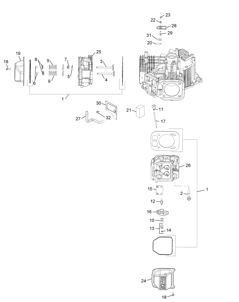 Kohler Kt730-3012 Head, Valve And Breather Diagram and Parts List for RZT-L42KH (17BRCACS009-17BRCACS010)(2015) Cub Cadet Lawn Tractor